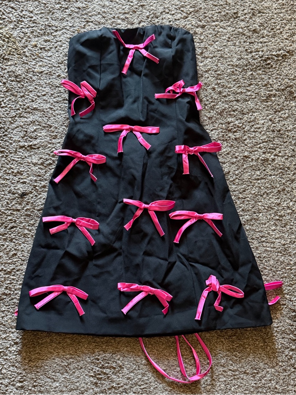 NWT Sold Out Akira Black & Pink Bow Strapless Mini Dress with Corset Back